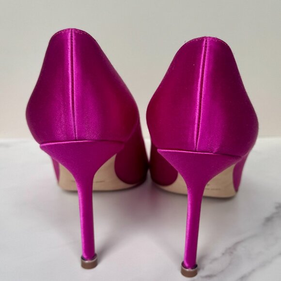 Manolo Blahnik Hangisi 90mm Crystal Satin Fuchsia Pumps Size 40.5/9.5 NWT - Picture 7 of 10